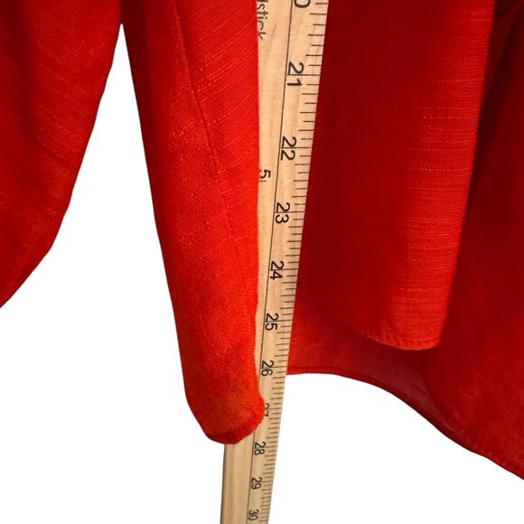Nanette Lepore Red Orange Flowy Button Up Peasant Blouse Size L - Picture 5 of 7